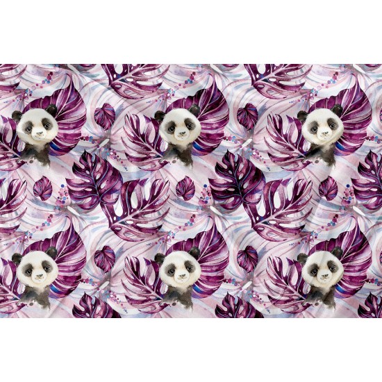 Printed Cuddle Minky Panda Tropical Prune - PRINT IN QUEBEC IN OUR WORKSHOP